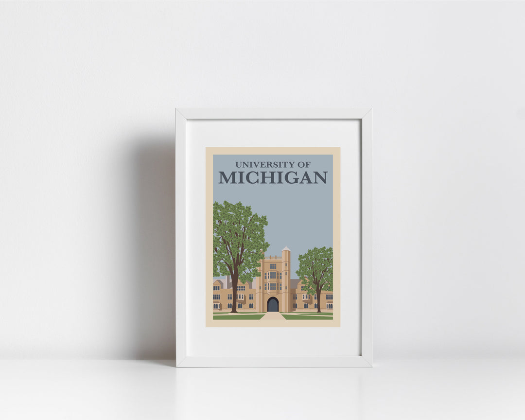 University of Michigan Retro Vintage Poster, U of M Illustration Art | Wall Art Digital Download, Digital Wall Art, Printable, Gift