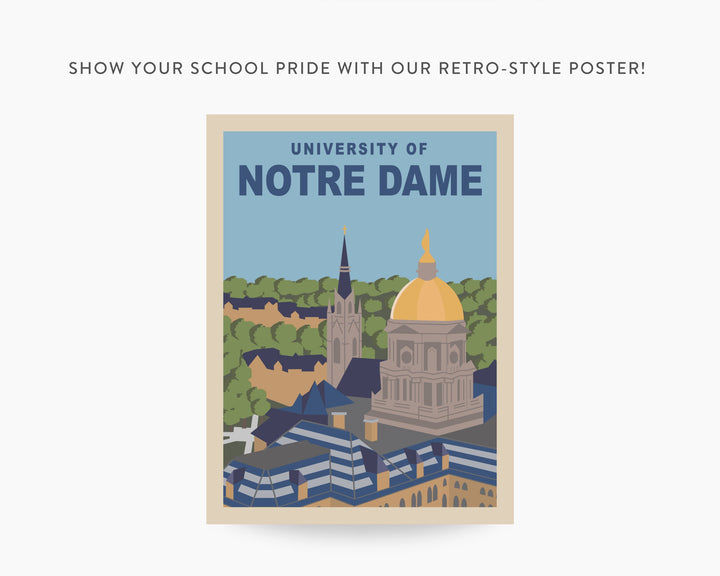University of Notre Dame Retro Vintage Poster, ND Illustration Art | Wall Art Digital Download, Digital Wall Art, Printable, Gift