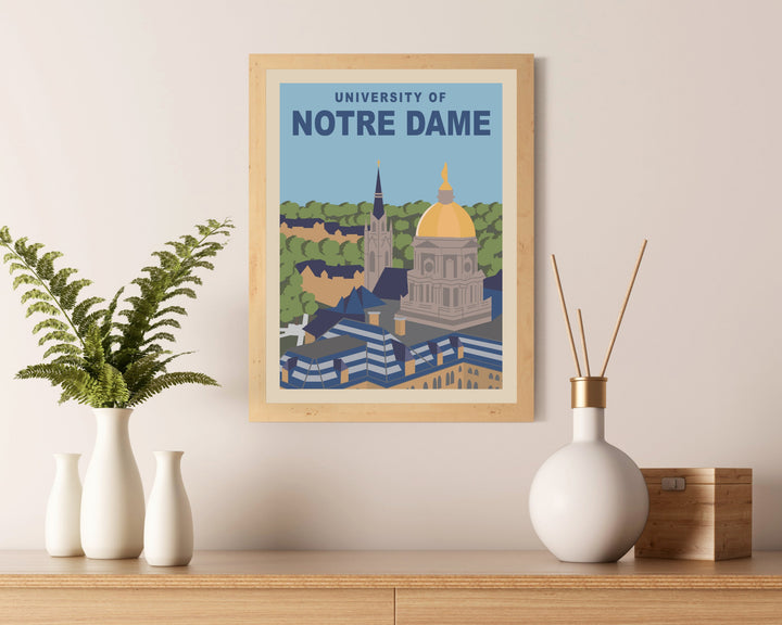 University of Notre Dame Retro Vintage Poster, ND Illustration Art | Wall Art Digital Download, Digital Wall Art, Printable, Gift