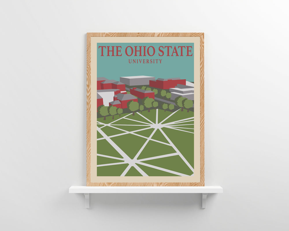 Ohio State University Retro Vintage Poster, OSU Illustration Art | Wall Art Digital Download, Digital Wall Art, Printable, Gift