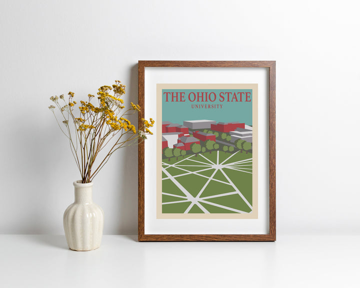 Ohio State University Retro Vintage Poster, OSU Illustration Art | Wall Art Digital Download, Digital Wall Art, Printable, Gift