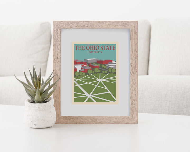 Ohio State University Retro Vintage Poster, OSU Illustration Art | Wall Art Digital Download, Digital Wall Art, Printable, Gift