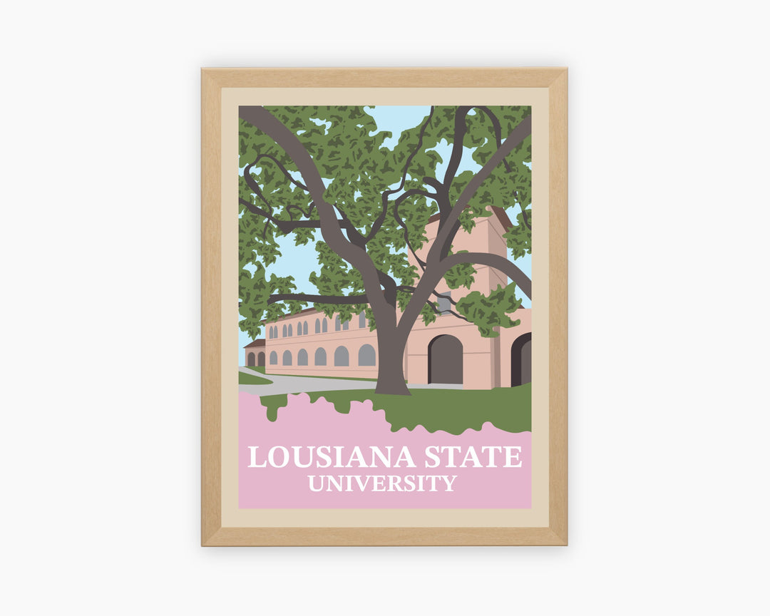 Louisiana State University Retro Vintage Poster, LSU Illustration Art | Wall Art Digital Download, Digital Wall Art, Printable, Gift