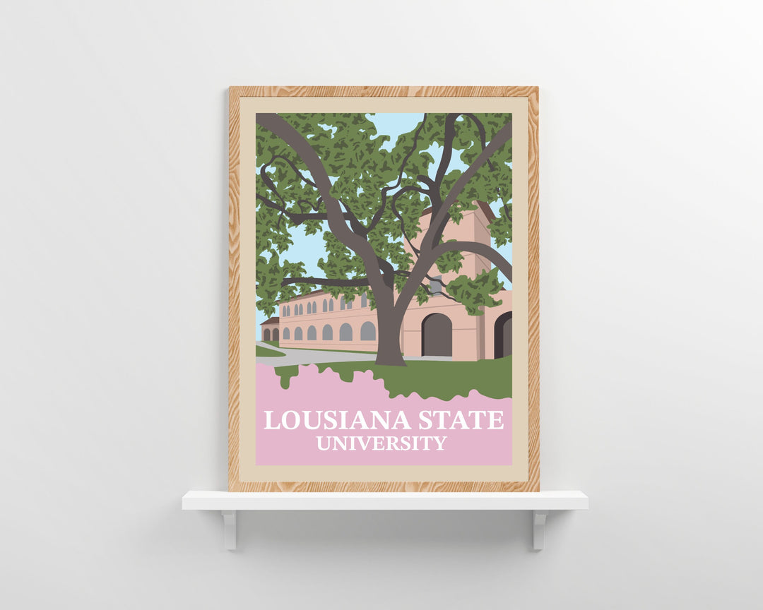 Louisiana State University Retro Vintage Poster, LSU Illustration Art | Wall Art Digital Download, Digital Wall Art, Printable, Gift