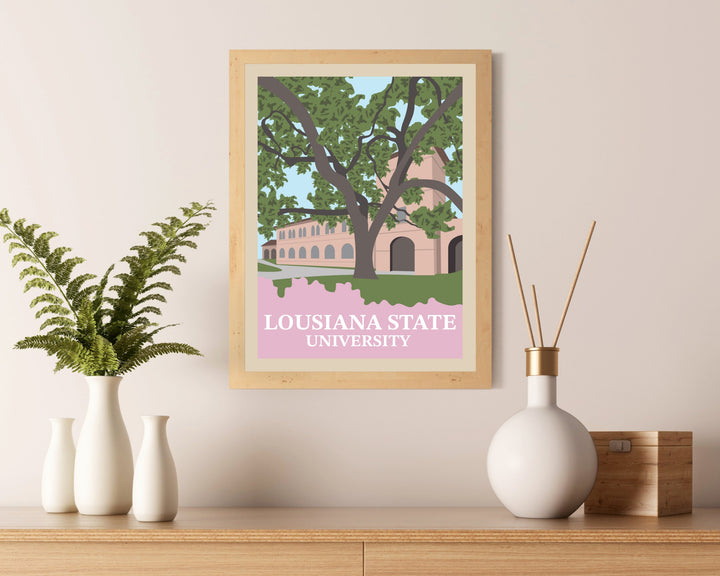 Louisiana State University Retro Vintage Poster, LSU Illustration Art | Wall Art Digital Download, Digital Wall Art, Printable, Gift