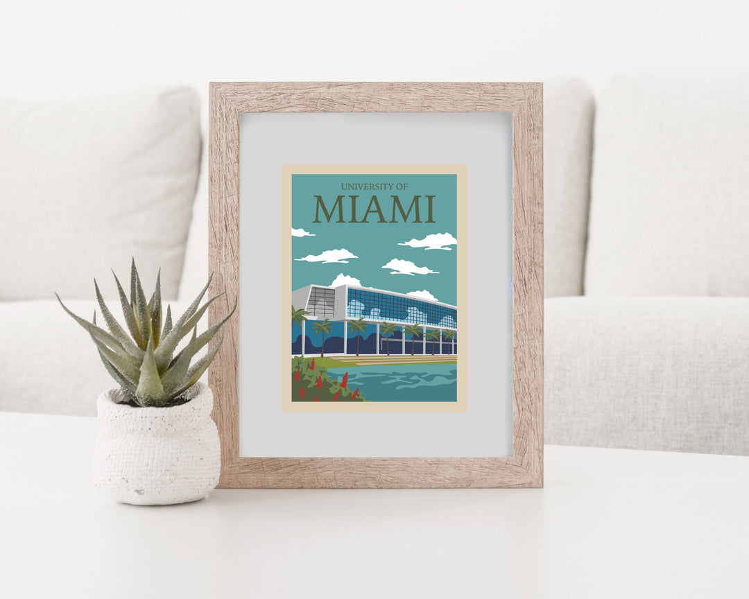 University of Miami Retro Vintage Poster, U of Miami Illustration Art | Wall Art Digital Download, Digital Wall Art, Printable, Gift